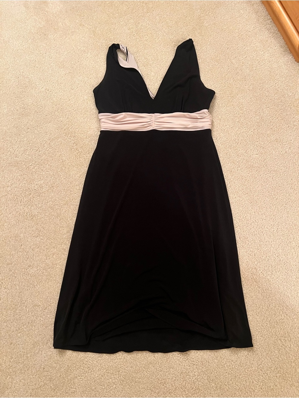 Calvin Klein Black One-Shoulder Dress with Cream Waistband
